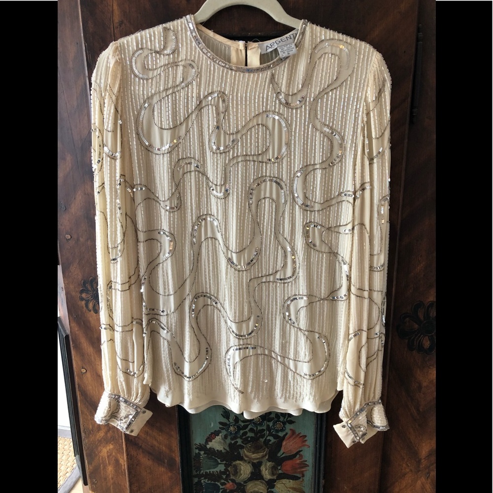 Argenti Small beaded silk blouse